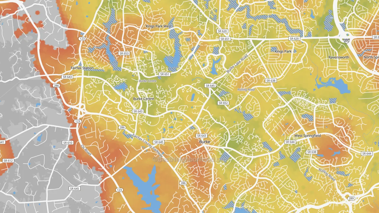 Bike Grade map of 22015, VA