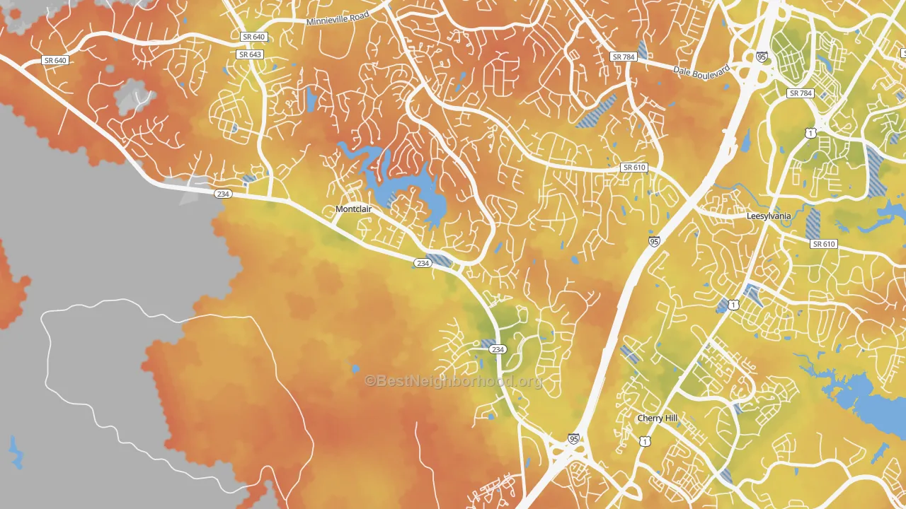Bike Grade map of 22025, VA