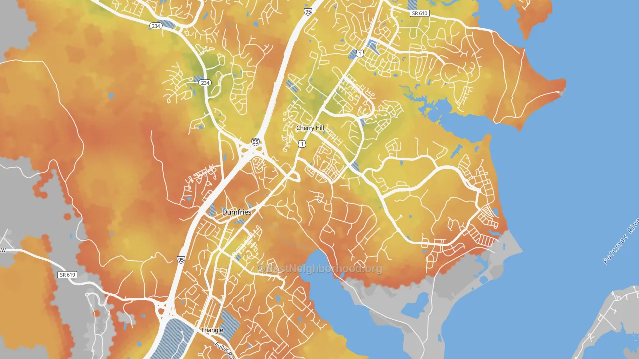 Bike Grade map of 22026, VA
