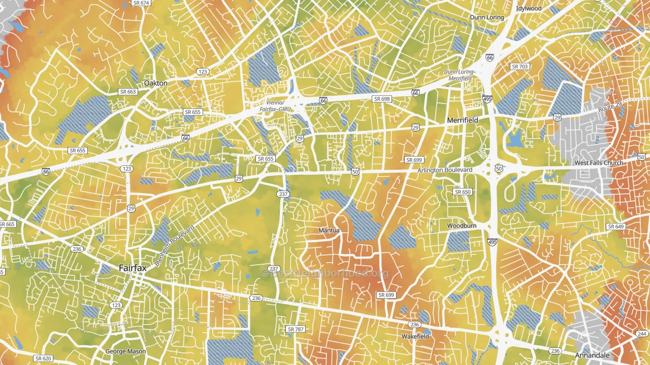 Bike Grade map of 22031, VA