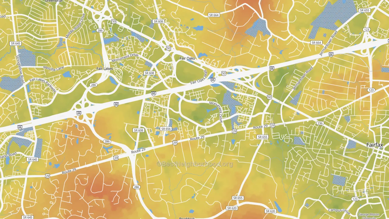 Bike Grade map of 22035, VA