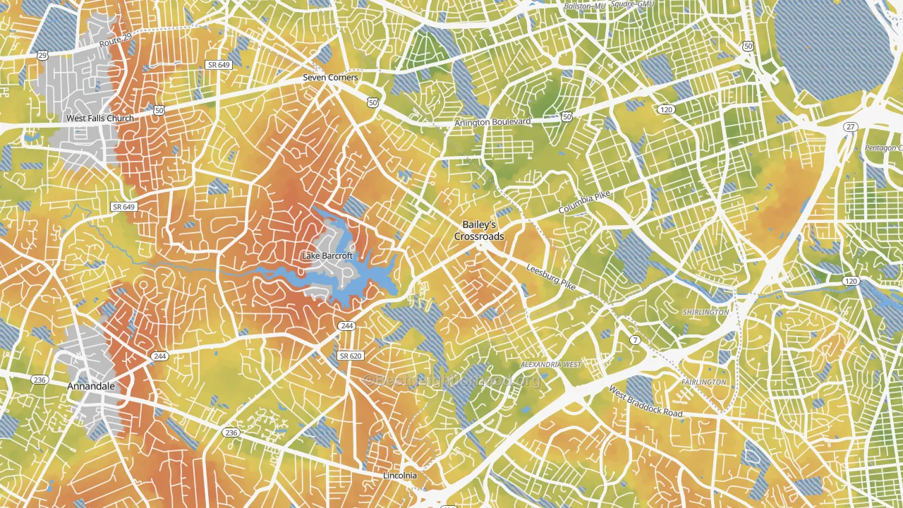 Bike Grade map of 22041, VA
