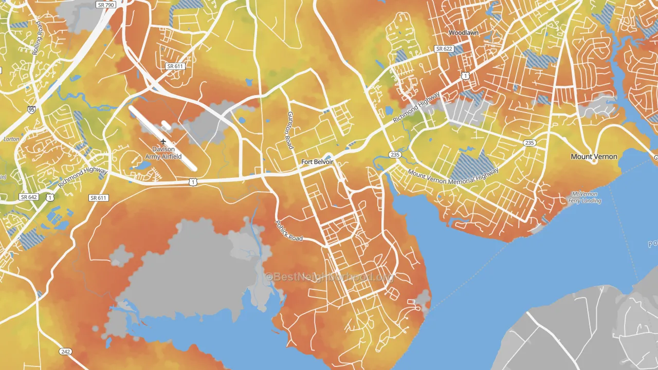 Bike Grade map of 22060, VA