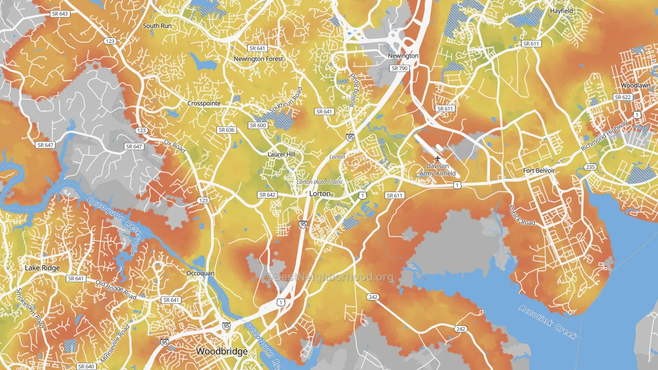 Bike Grade map of 22079, VA