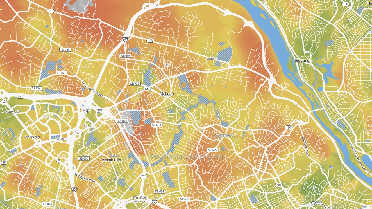 Bike Grade map of 22101, VA