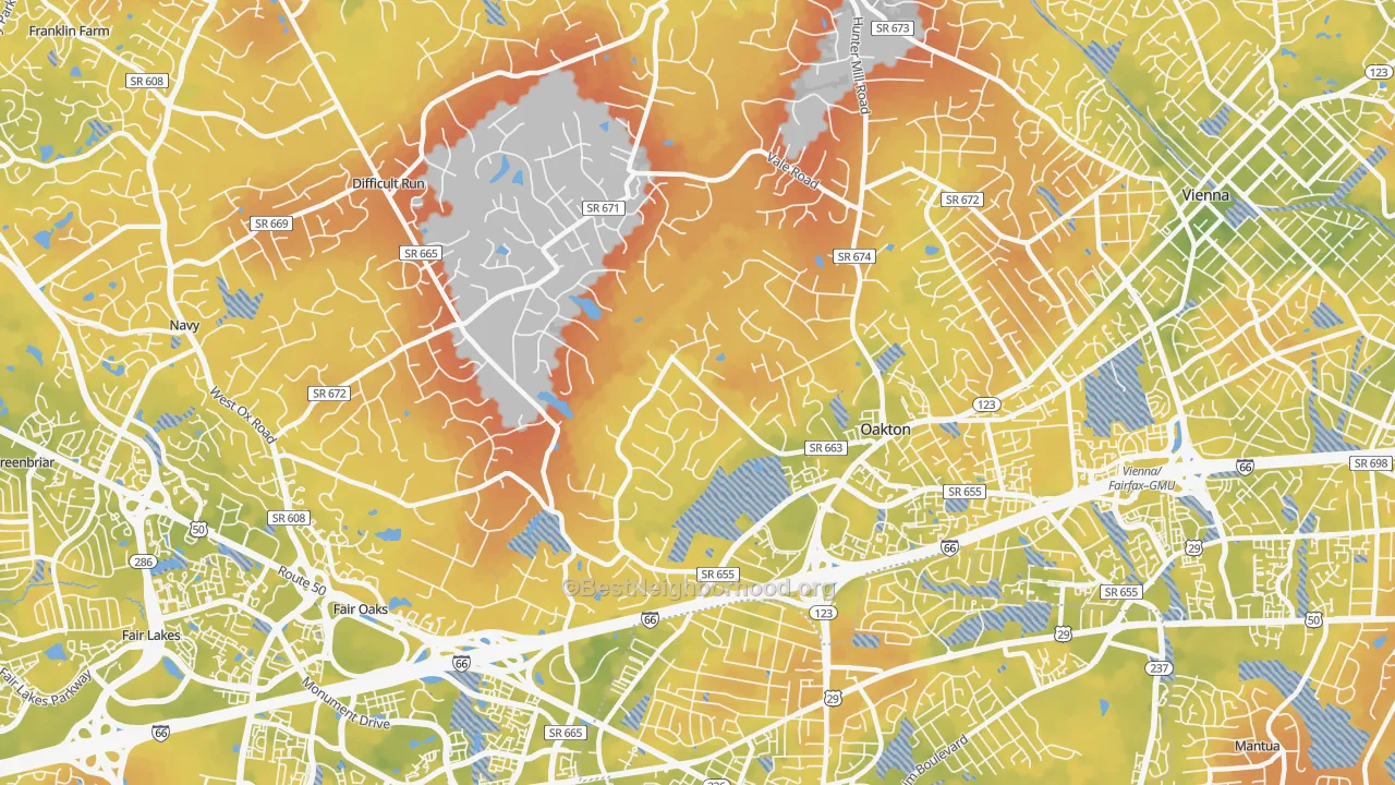 Bike Grade map of 22124, VA