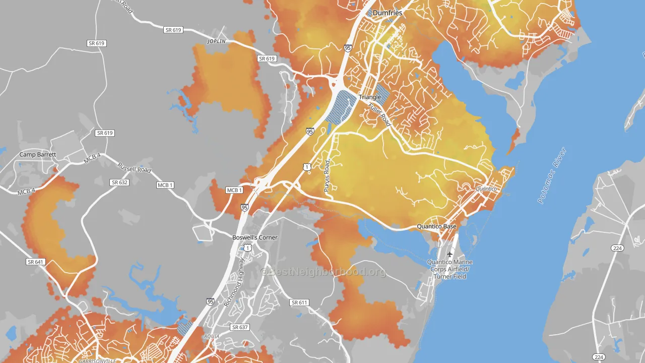 Bike Grade map of 22134, VA