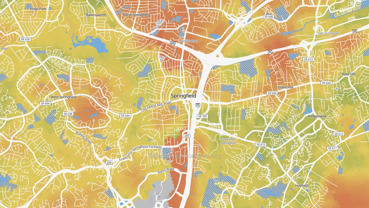 Bike Grade map of 22150, VA