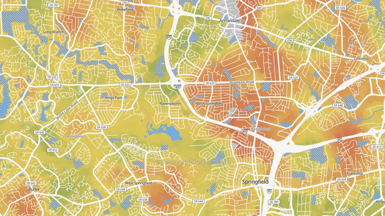 Bike Grade map of 22151, VA