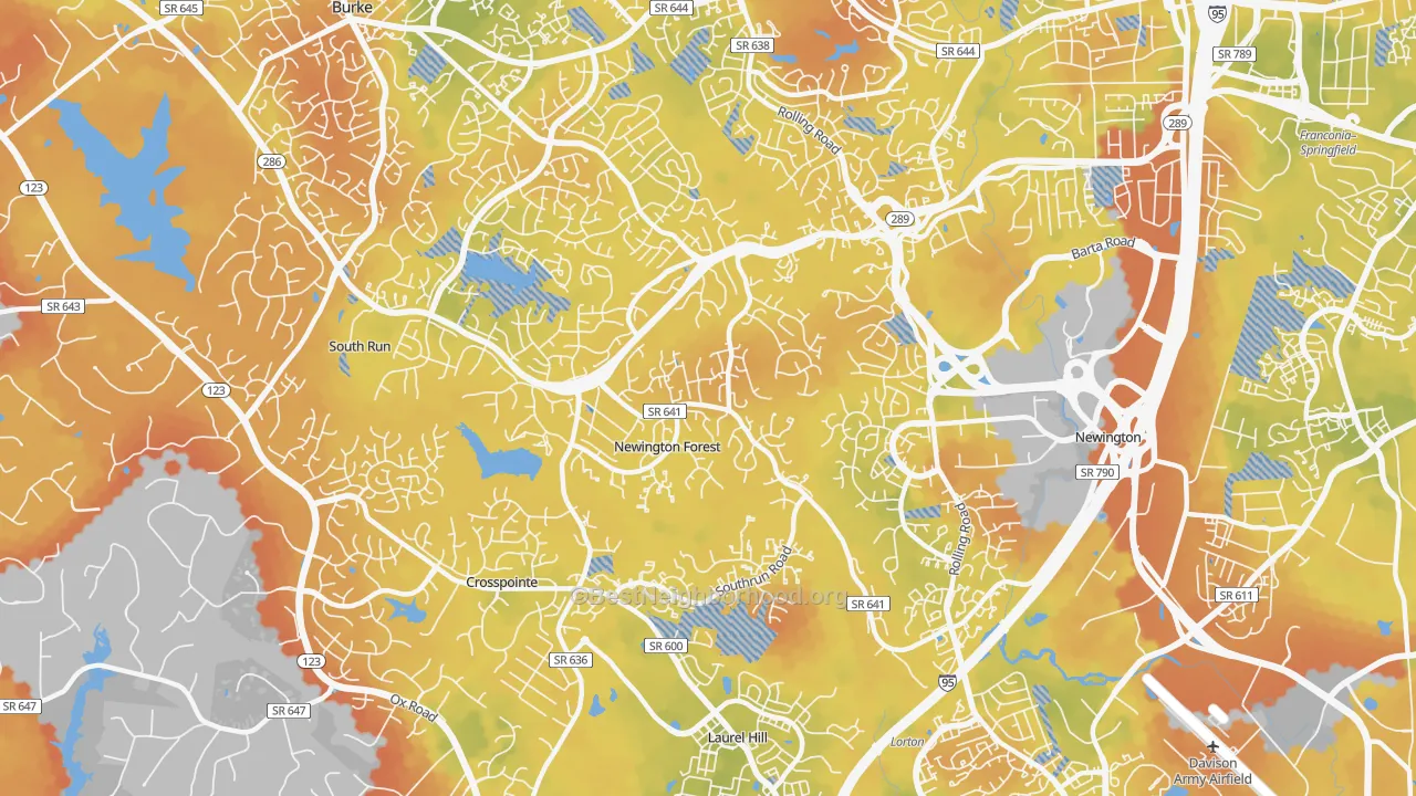 Bike Grade map of 22153, VA