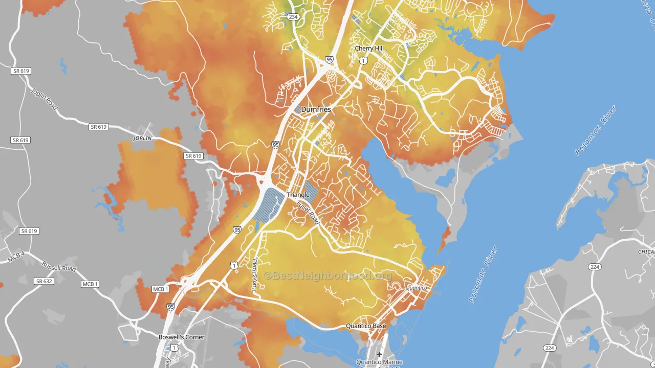 Bike Grade map of 22172, VA