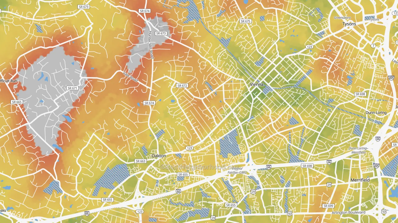 Bike Grade map of 22181, VA