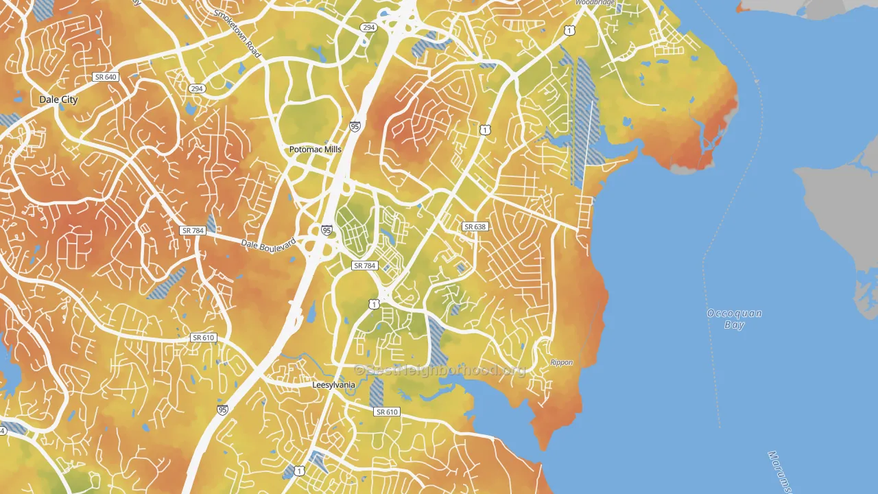 Bike Grade map of 22191, VA