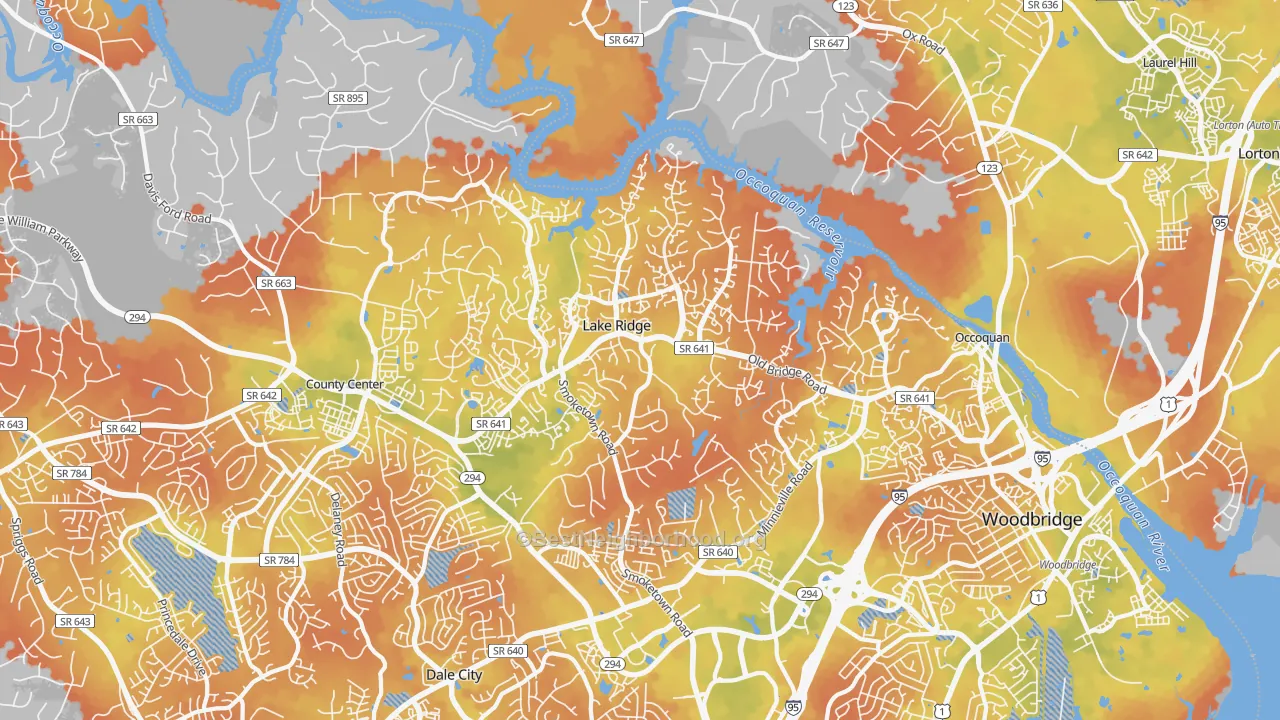 Bike Grade map of 22192, VA