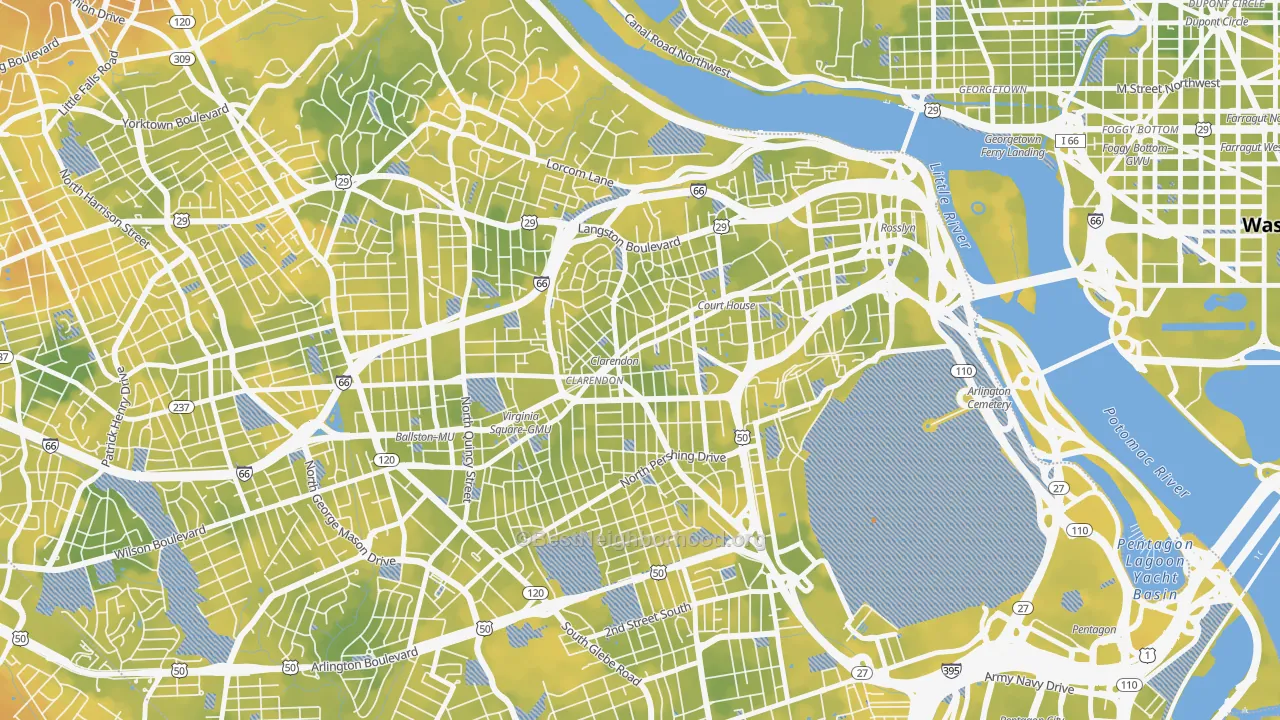 Bike Grade map of 22201, VA