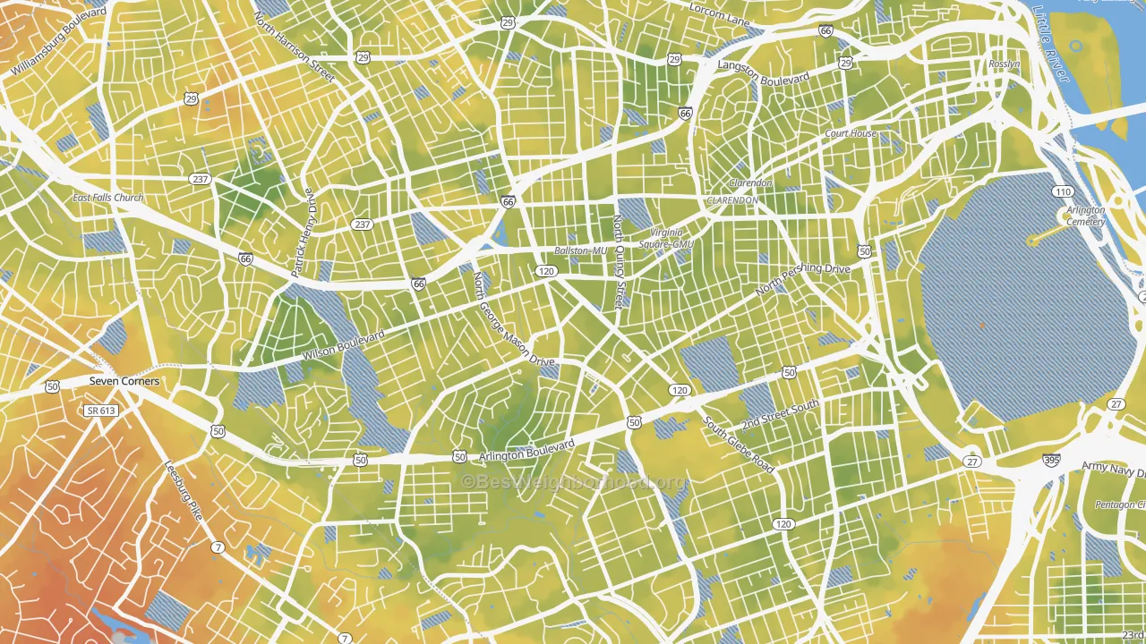 Bike Grade map of 22203, VA
