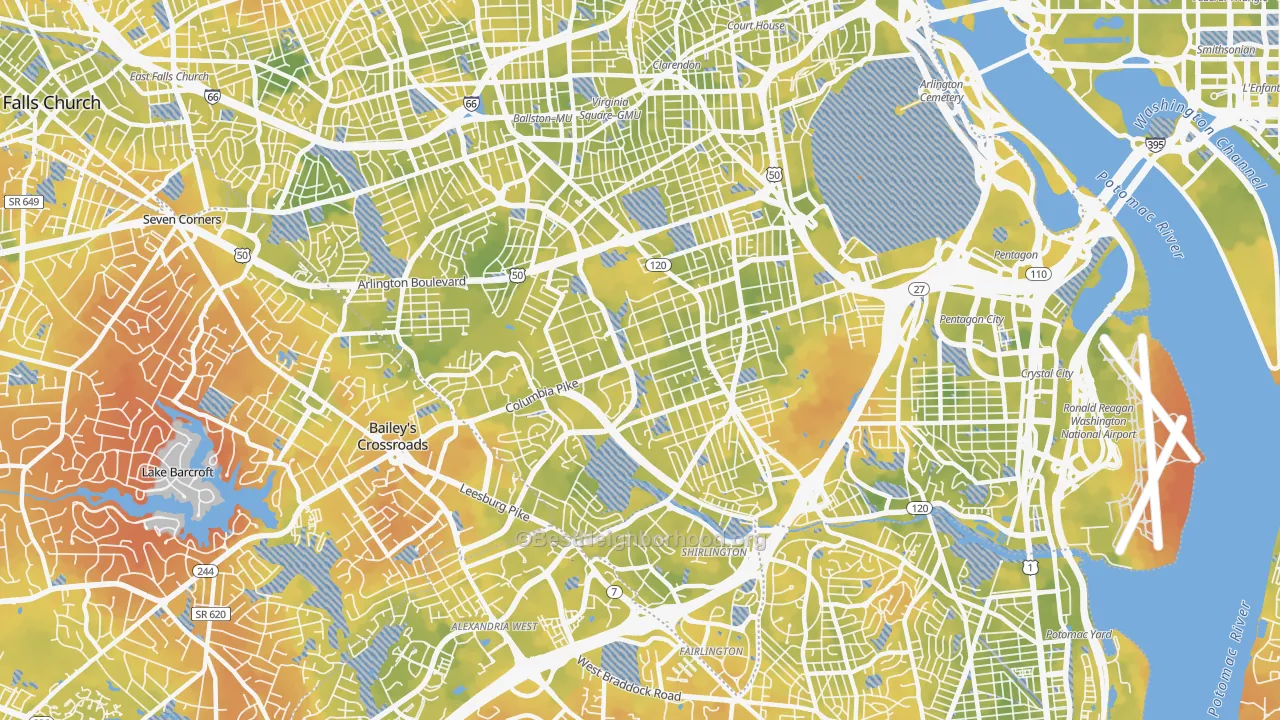 Bike Grade map of 22204, VA