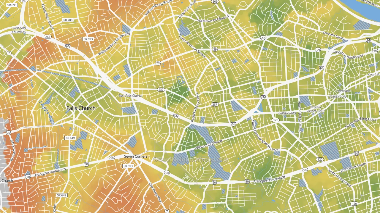 Bike Grade map of 22205, VA