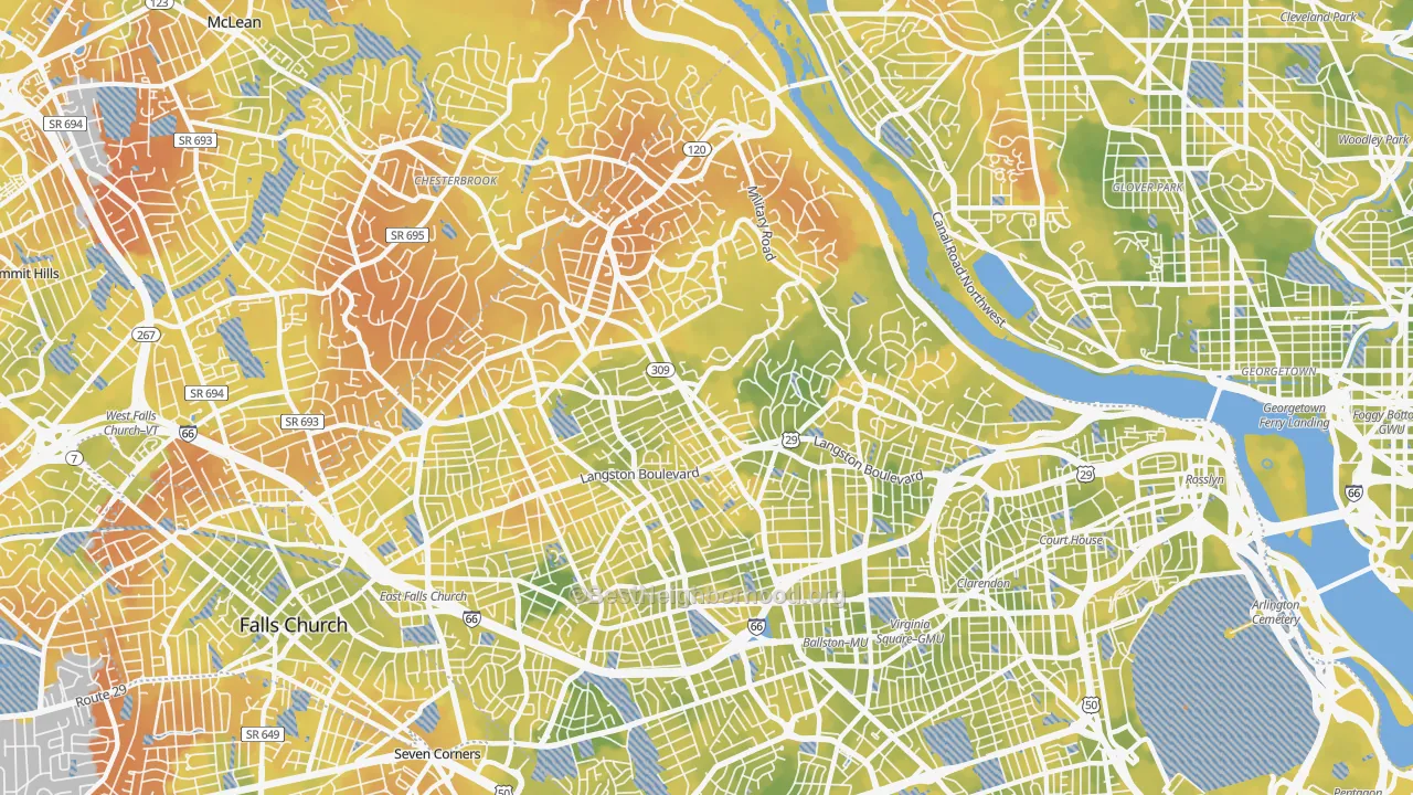 Bike Grade map of 22207, VA