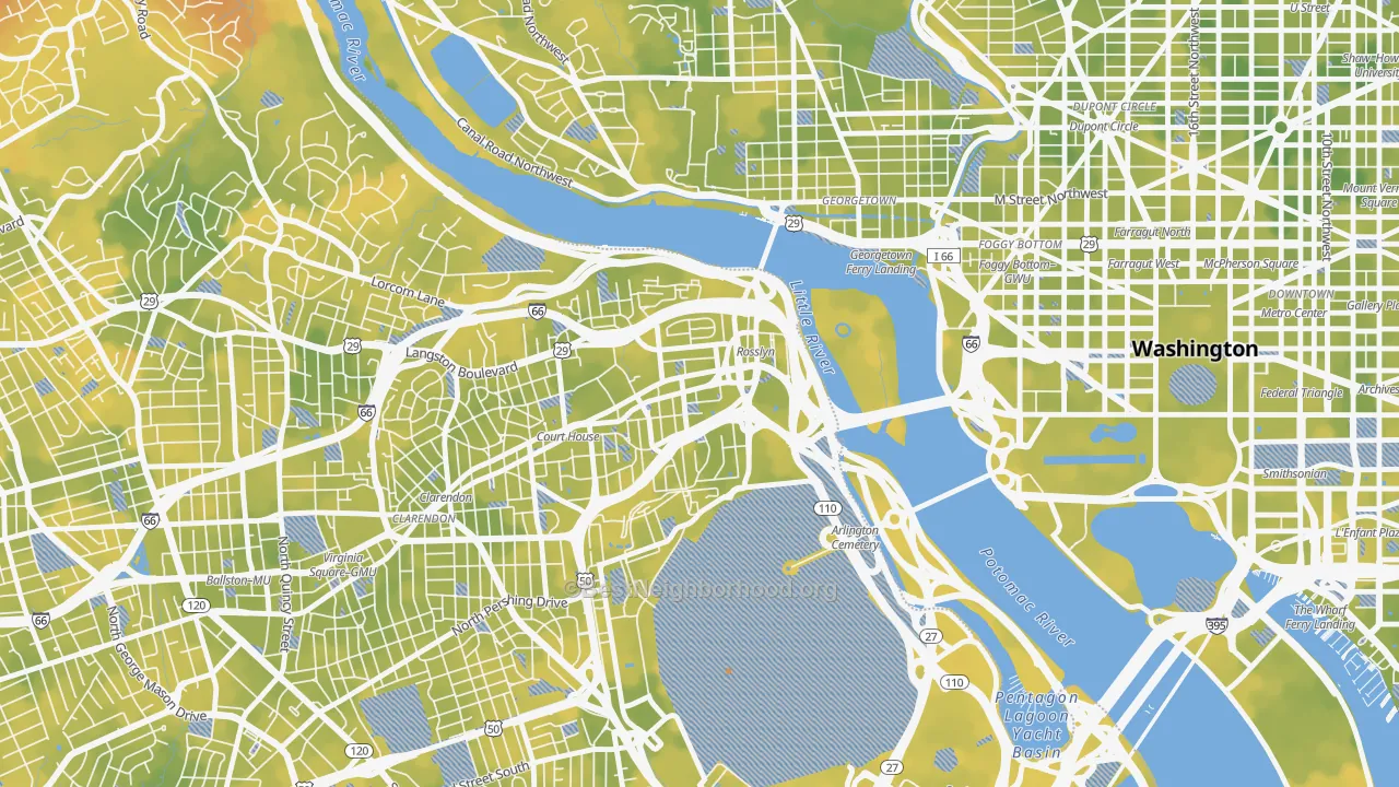 Bike Grade map of 22209, VA