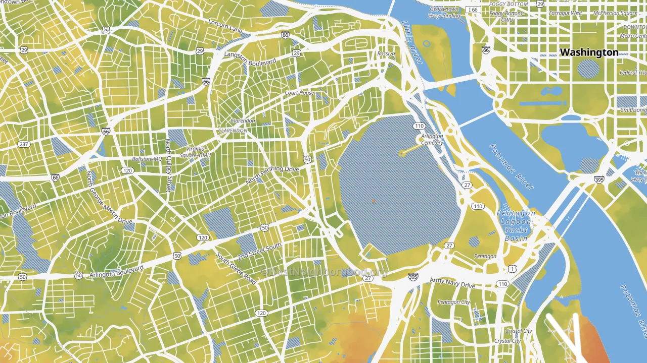 Bike Grade map of 22211, VA