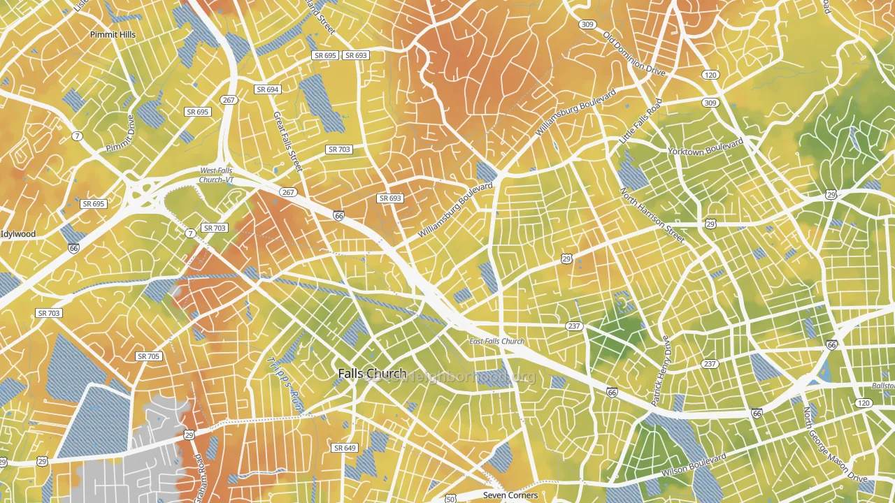 Bike Grade map of 22213, VA