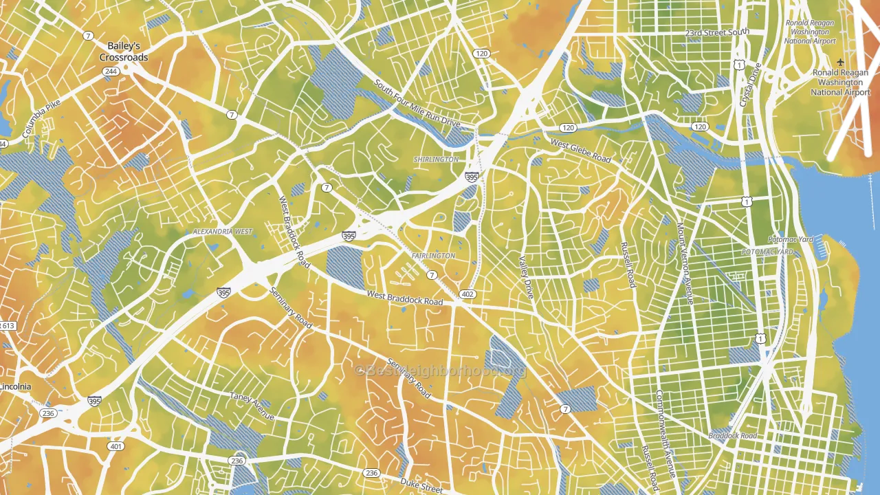 Bike Grade map of 22302, VA