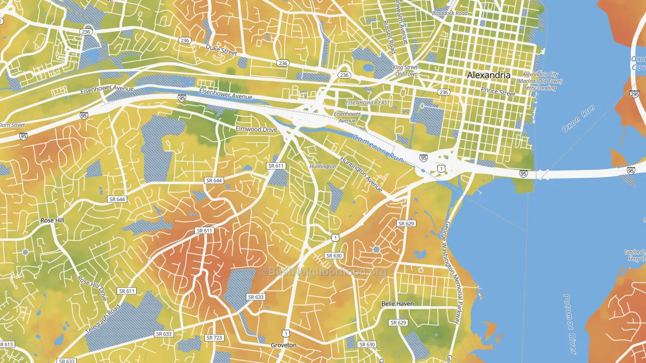 Bike Grade map of 22303, VA