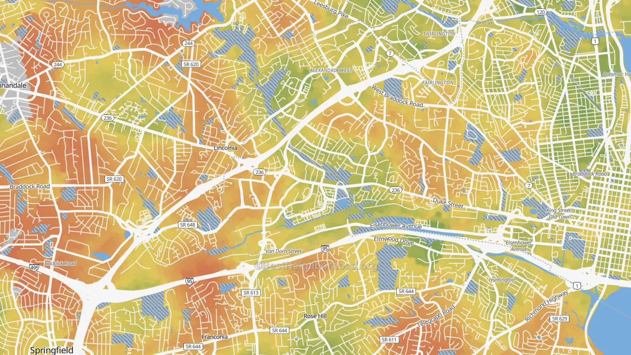Bike Grade map of 22304, VA