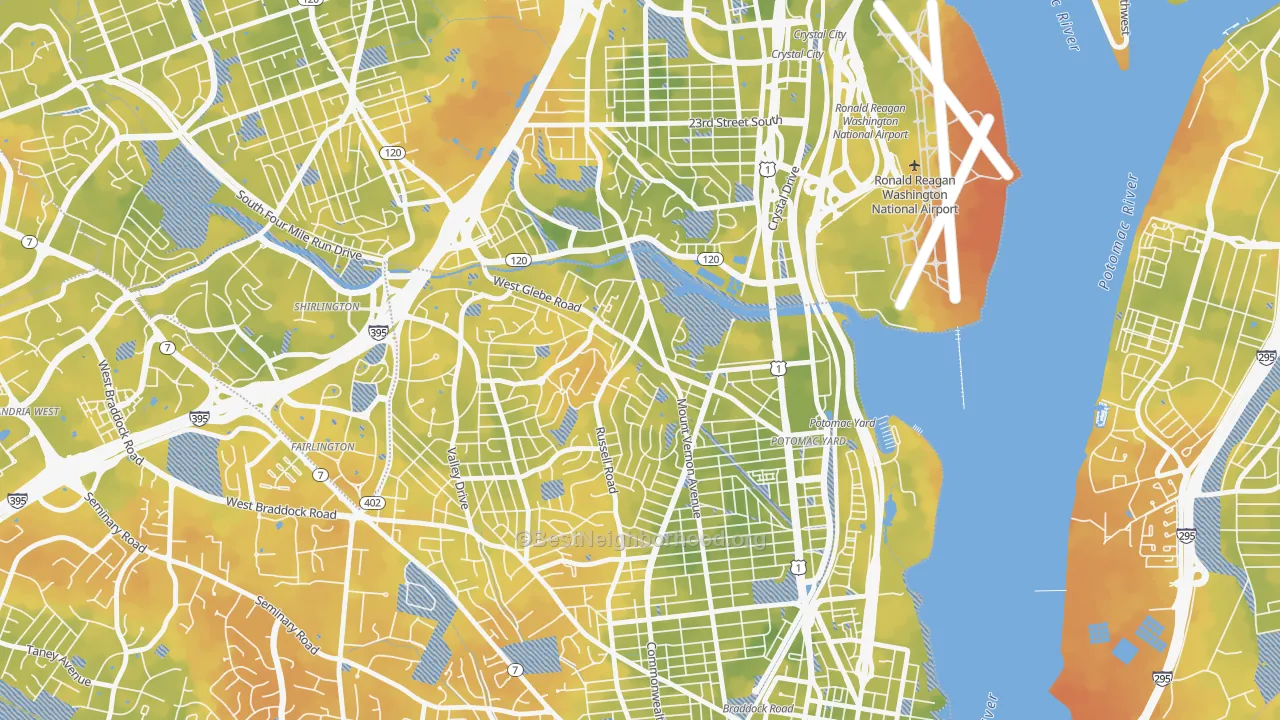 Bike Grade map of 22305, VA
