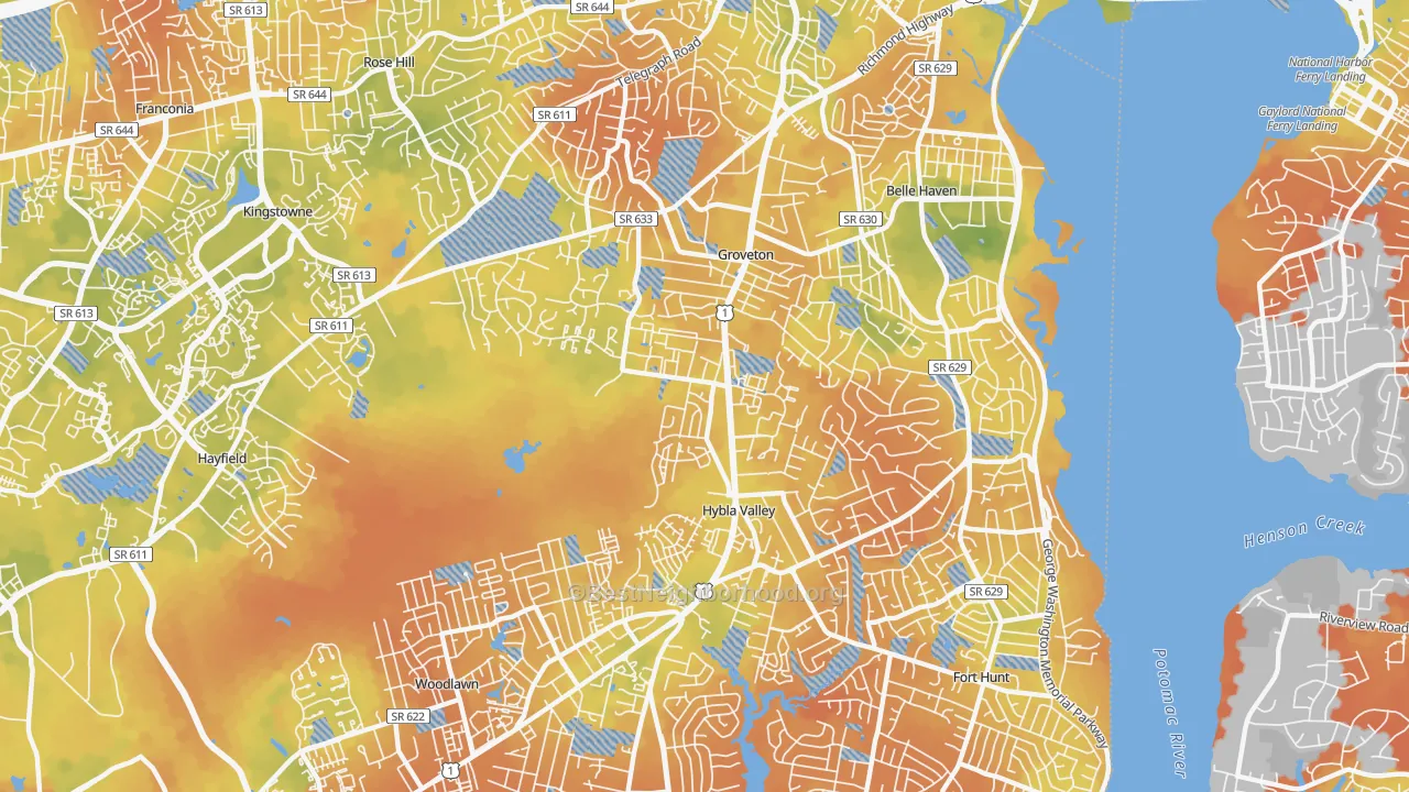 Bike Grade map of 22306, VA