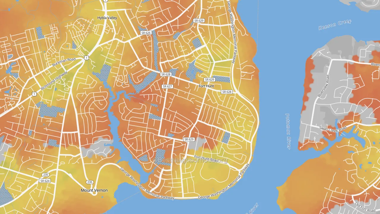 Bike Grade map of 22308, VA