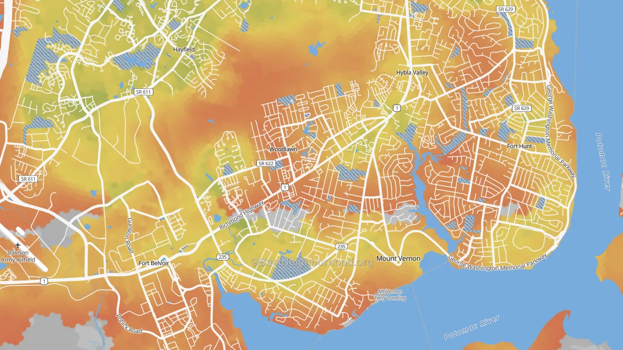Bike Grade map of 22309, VA