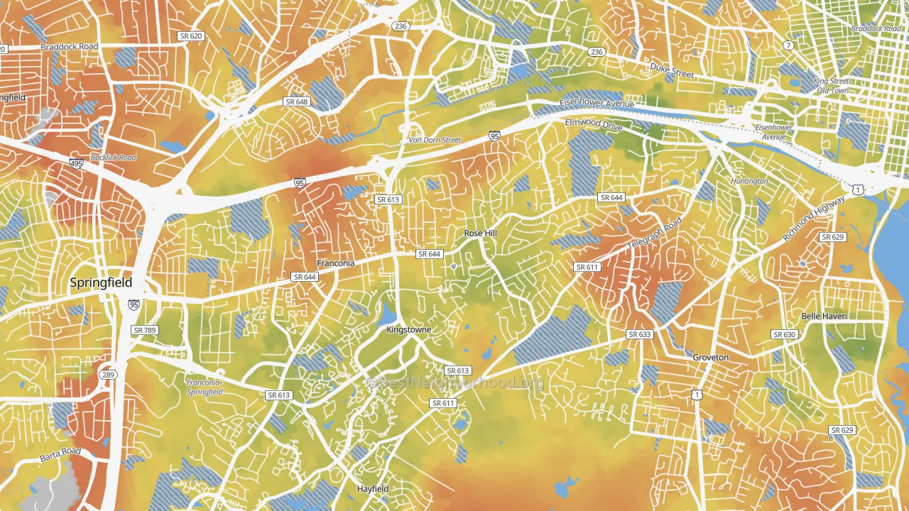 Bike Grade map of 22310, VA