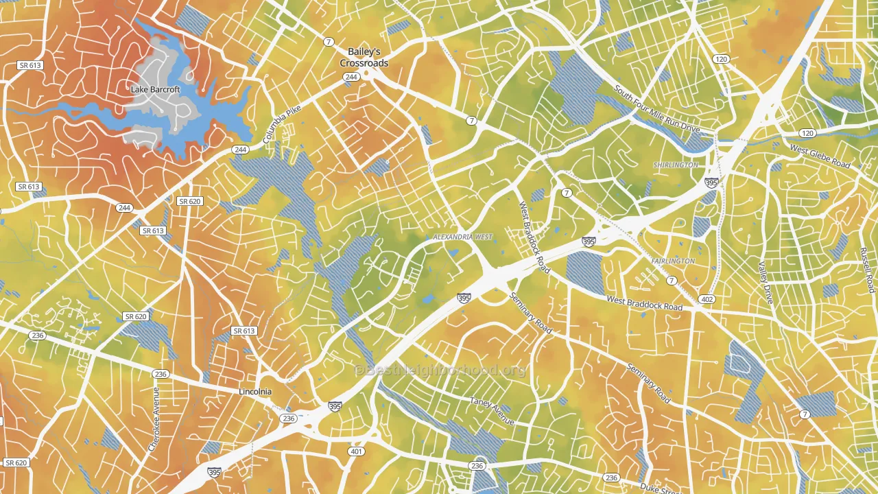 Bike Grade map of 22311, VA