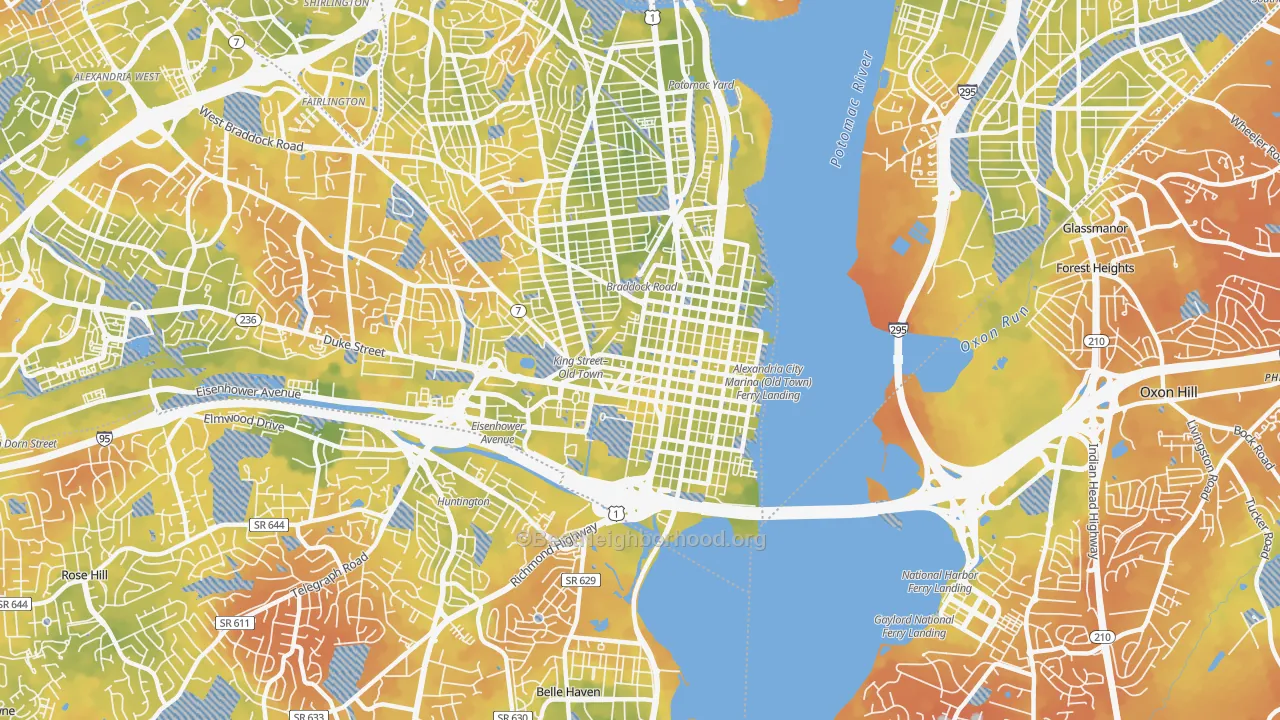 Bike Grade map of 22314, VA