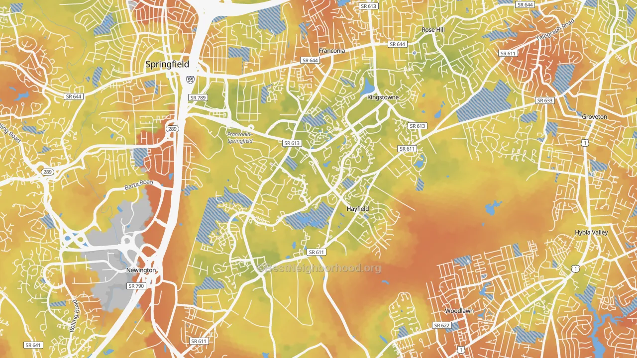 Bike Grade map of 22315, VA