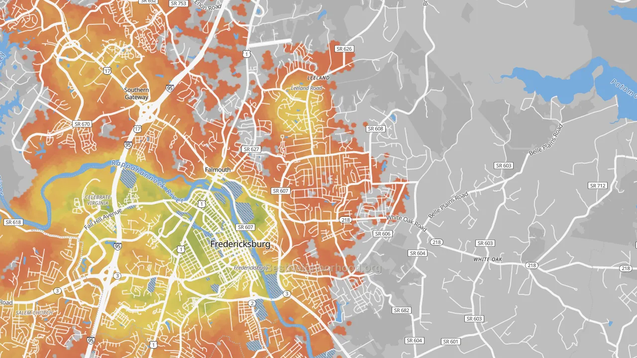 Bike Grade map of 22405, VA