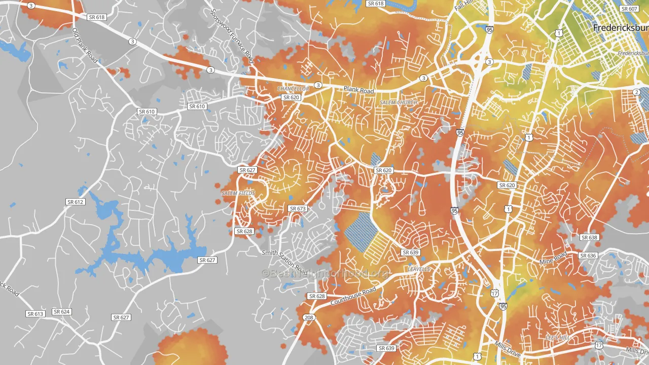 Bike Grade map of 22407, VA