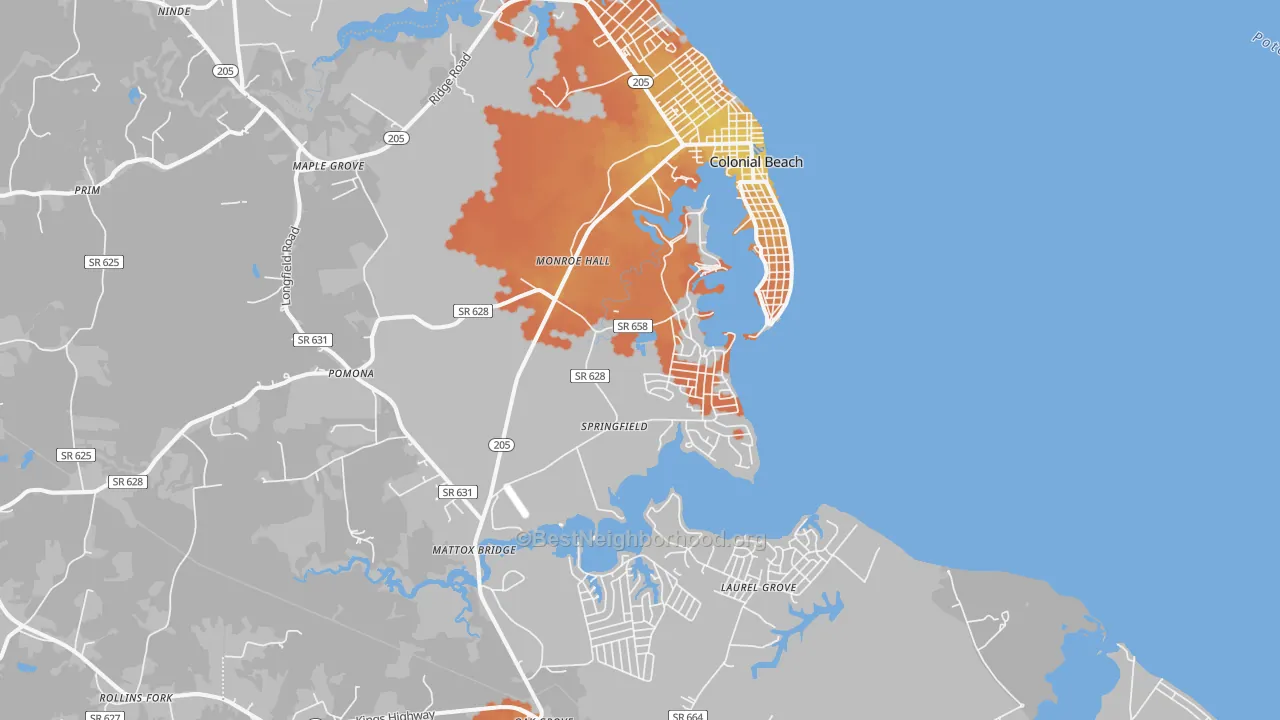Bike Grade map of 22443, VA