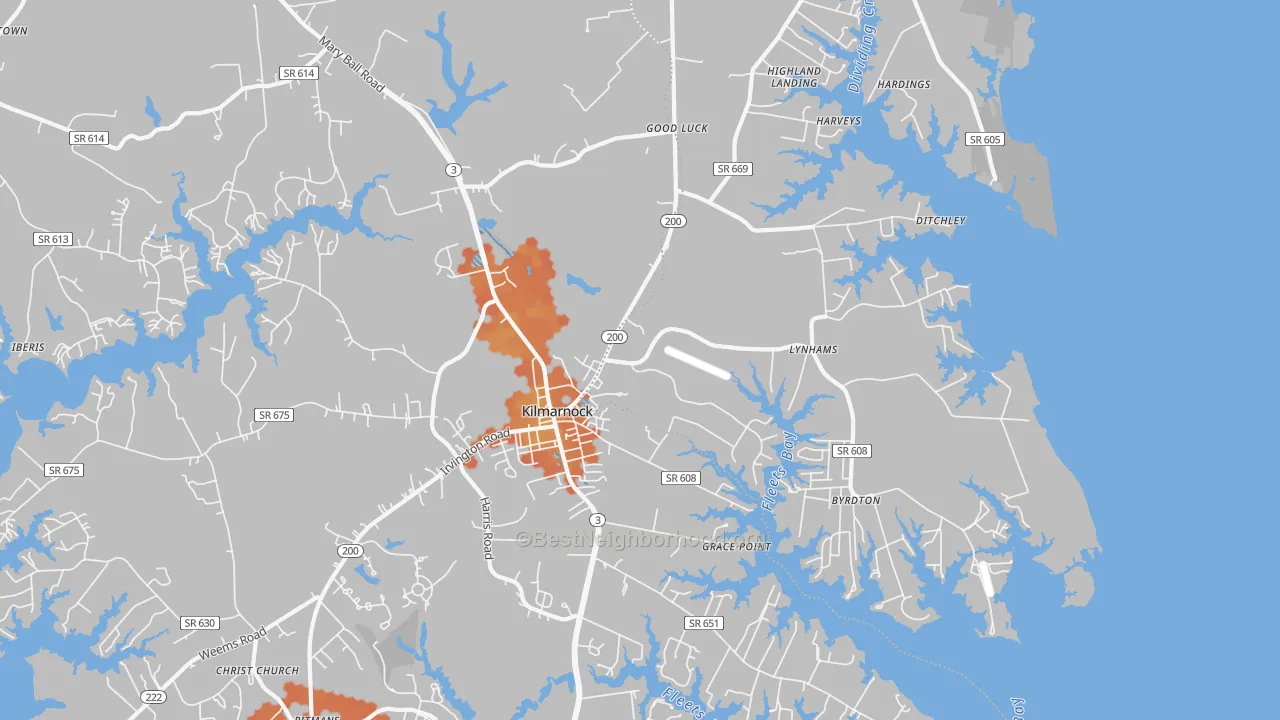 Bike Grade map of 22482, VA