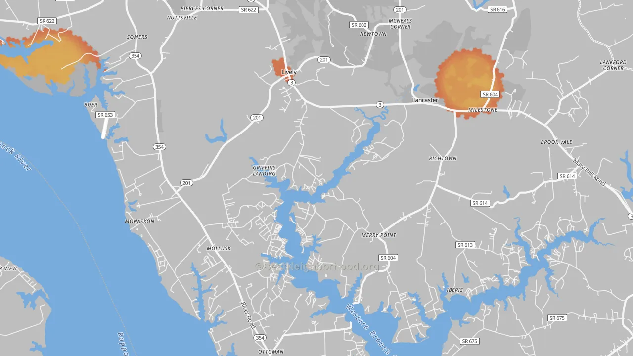 Bike Grade map of 22503, VA
