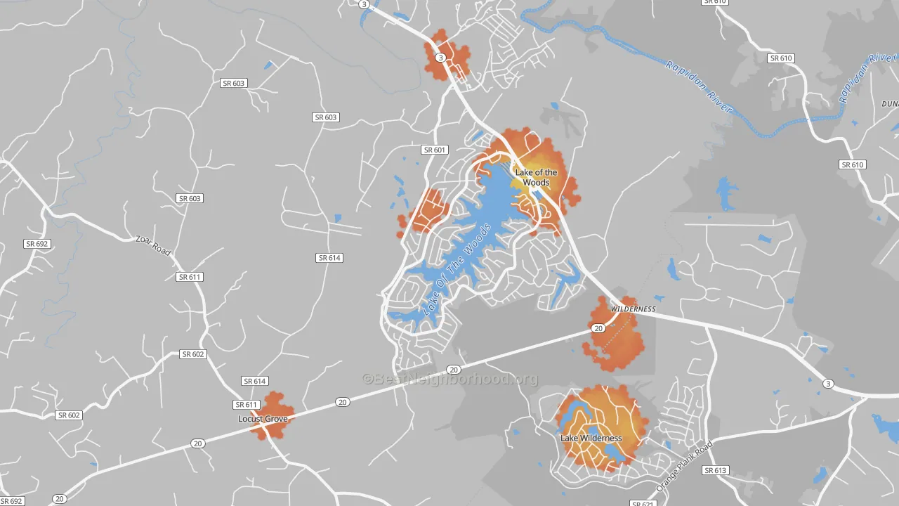 Bike Grade map of 22508, VA