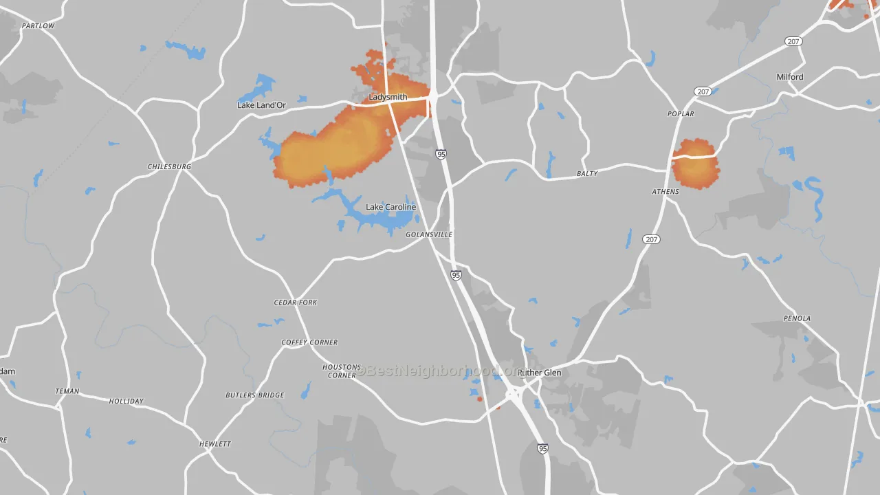 Bike Grade map of 22546, VA
