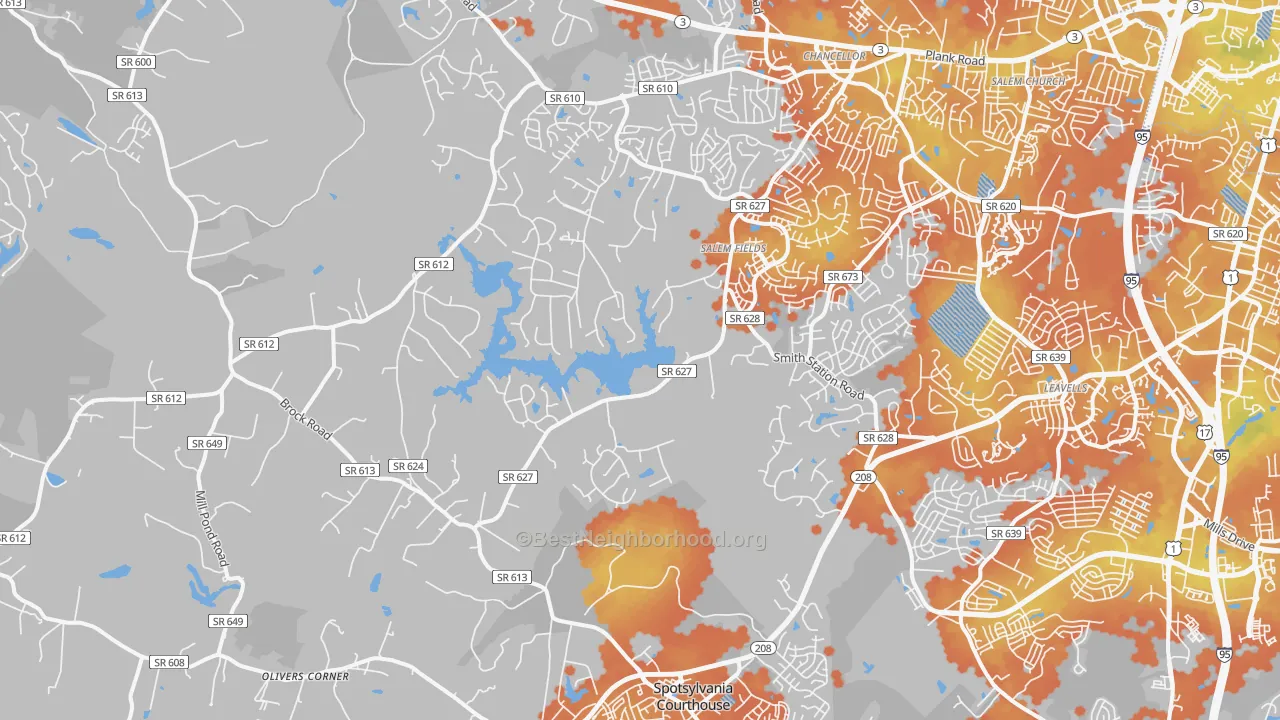 Bike Grade map of 22553, VA