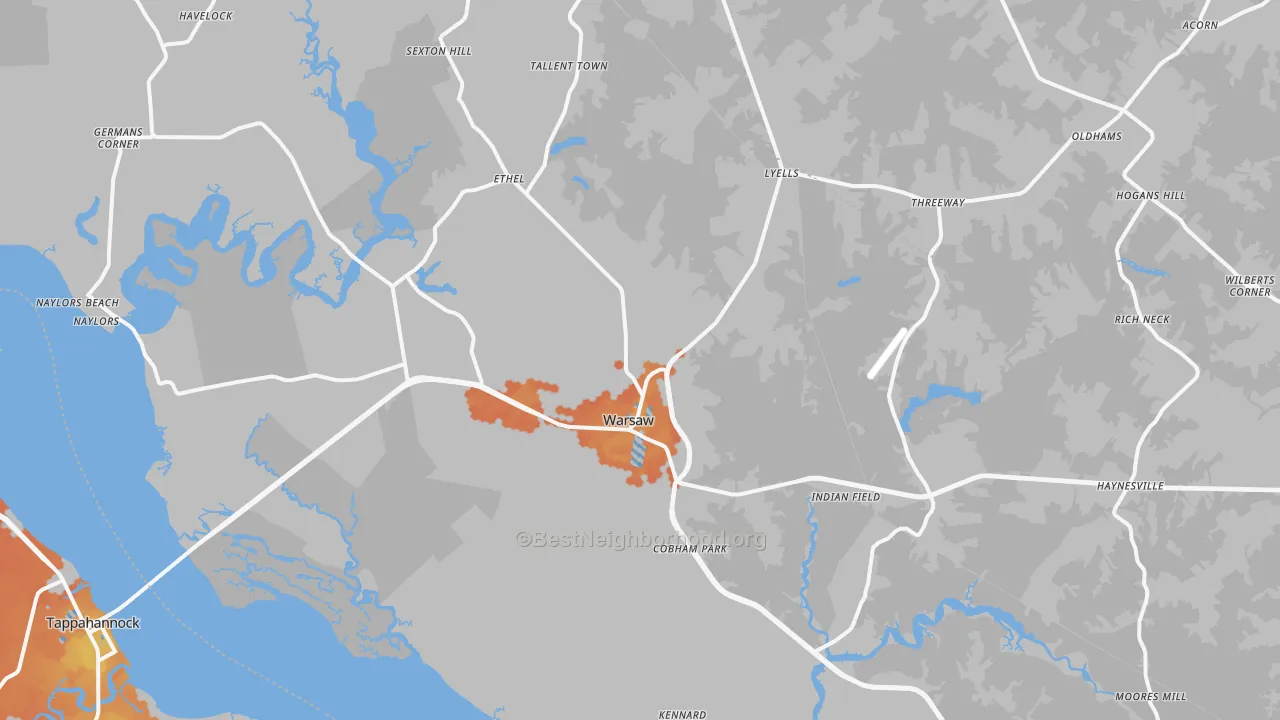 Bike Grade map of 22572, VA