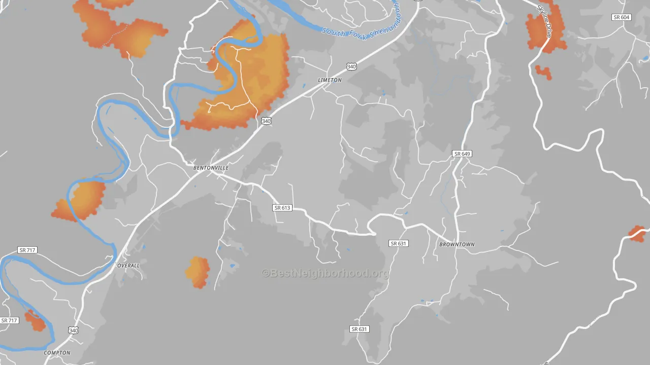 Bike Grade map of 22610, VA
