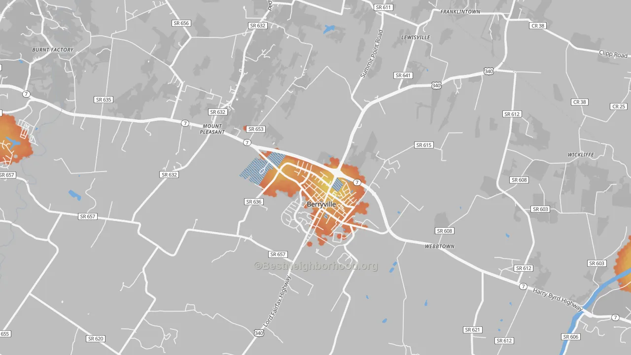 Bike Grade map of 22611, VA