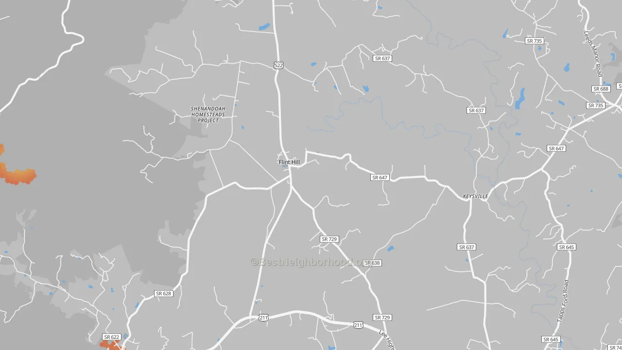 Bike Grade map of 22627, VA