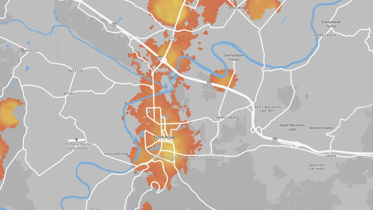 Bike Grade map of 22630, VA